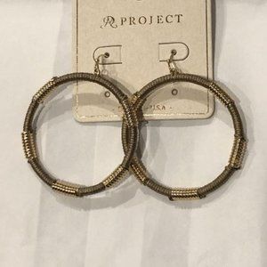 Tanish/Gray & Gold Circle Drop Earrings